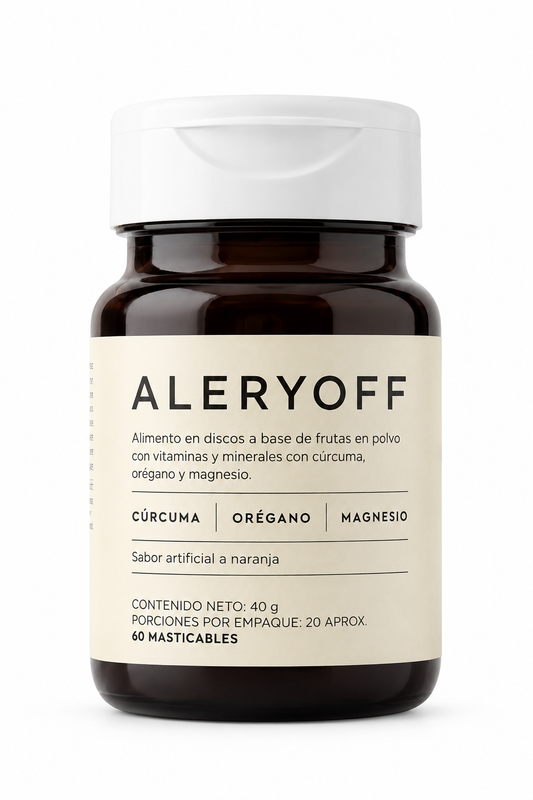 ALERYOFF — Suplemento Natural Masticable con Cúrcuma, Orégano y Magnesio